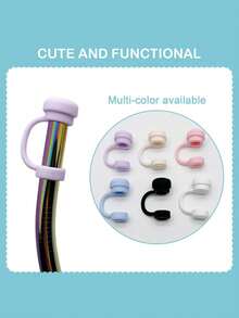 12 件吸管盖可重复使用硅胶吸管盖适用于 杯防溢漏塞防溅防尘吸管盖返校 - 彩色 - 查看 8