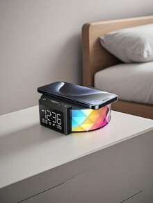 1 Pezzo Sveglia con Ricarica senza fili Veloce 15W, Sveglia Digitale con Altoparlante, Lampada da Notte per Camera da Letto, Luce Notturna RGB a 5 Colori, Modalità Snooze, Sveglie per Camera da Letto, Lampada da Comodino, Lampada Decorativa da Scrivania, Regali Creativi, Camera da Letto, Stagione Scolastica, Uffici (NB: La Funzione di Ricarica senza fili Supporta Solo Prodotti Compatibili con la Ricarica senza fili)