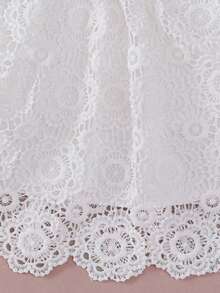 婴儿/女婴0-2岁白色洗礼礼服，蕾丝薄纱派对礼服 - 白色 - 查看 4