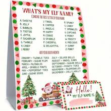 51pcs What'S My ELF Name Game, With 1 ELF Themed Sign And 50 Name Stickers, Christmas Party Game,Birthday Party Activities,Activity Game For Class Graduation