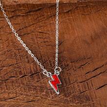 New Retro Bohemian Lightning Inlaid Pendant Necklace Niche Simple Item Jewelry - Đỏ - Xem 11