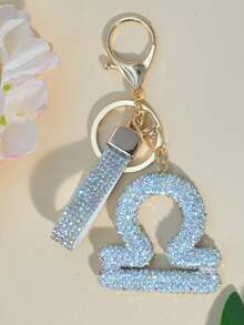 1pc Soft Clay Rhinestone Zodiac Keychain, Pink, Gift For Friends On Valentine's Day - White - View 22