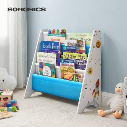SONGMICS Bookcase, Book Storage Shelf Organiser, With Anti-Tip Kit, White