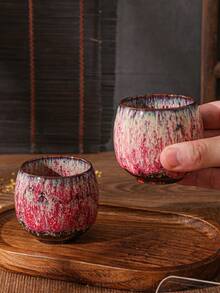 1 pièce Tasse à thé Gongfu en céramique cuite au four, petite tasse à thé en forme d'œuf, convient pour l'extérieur, les banquets, les cadeaux, le jardin