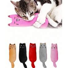 1 pezzo Giocattolo masticabile in peluche a forma di gatto, giocattolo masticabile durevole con suono, topo a forma di cartone animato, giocattolo di catnip per gatti - Multicolore - Visualizzare 1