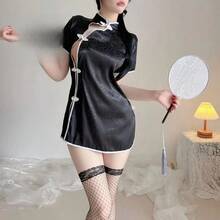 Sexy Lingerie Uniform Oriental Cheongsam Retro Hollow Out Patchwork Temptation High Slit Sexy Pure Desire Mature Temperament Professional Wear - 白色旗袍 - 查看 2