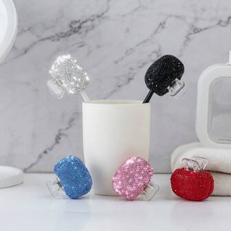 1个时尚水钻装饰牙刷头防尘盖，优雅的牙刷收纳盒，适合商务旅行，时尚家居浴室牙刷保护套，节日和特殊场合的完美礼物，兼具卫生和时尚的必备旅行配件，是追求实用性和生活魅力的时尚人士的理想之选