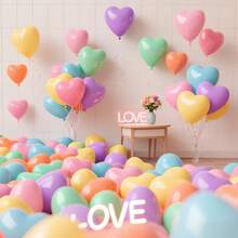 Assorted Festive & Romantic Latex Balloons Set, Excluding Air Pump Including Christmas - Themed And Heart - Shaped Styles, For Holiday & Celebration Events