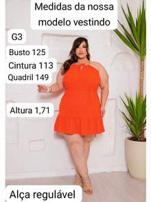 VESTIDO  Estampa total  Florzinhas    Franzido  Bainha com babado    Férias - Laranja Liso - Visão 5