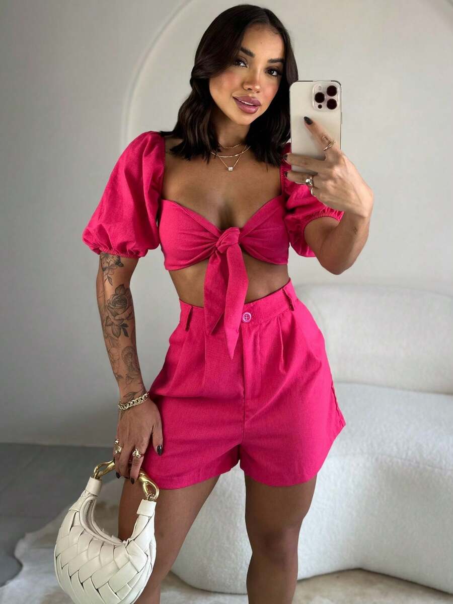 Women Two-Piece Outfits - 粉色 - 查看 1