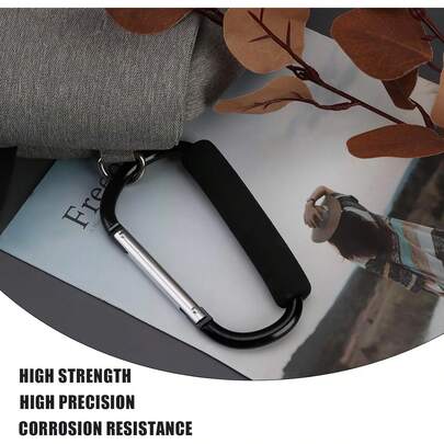 Ganchos para Carriola, Mosquetón Carrito para Bolso, Herramienta Multiusos, Gancho a Presión, Stroller Hook para Bolsas, Pañaleras, Biberones, Sillas Ruedas pañaleras yás Carabiner Hook (Negro)