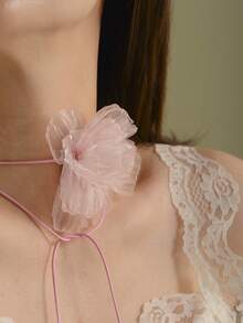 1 szt. Bohemia Ivory Lace Flower Binding Bridal Necklace,