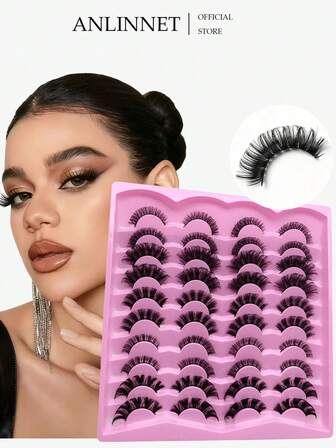 Anlinnet 20 对俄罗斯条状睫毛 DD 卷曲假睫毛，自然睫毛条卷曲套装 5 种款式戏剧性卷翘 3D 仿睫毛或眼部拉长或自然假睫毛