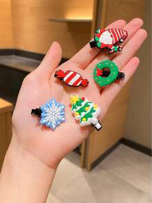 10pcs Colorful Christmas Hair Clips For Women, Cute Design Hair Clips Suitable For Bangs And Flyaways, Hair Accerssories - Multicolor - View 5