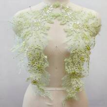 1 Pair 3D Lace Applique Floral Embroidery Patches - Delicate Hollow-Out Design, High-Quality Polyester Fabric, 10 Colors (White/Red/Gold/Black) Suitable For Wedding Gowns, Evening Dresses, DIY Fashion Accessories, Embroidered Dresses, Dress Decorations, Fine Embroidery, Dress Embellishments, Elegant Decorations, Exquisite Craftsmanship, Craft Enthusiasts