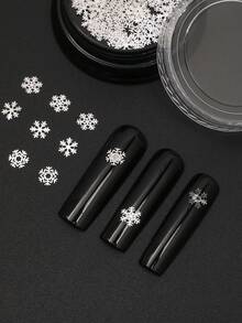 1 Box Christmas Nail Glitter, Silver Snowflake Nail Art Decorations, Snowflake Christmas Gift Nail Design Winter Glitter Nail DIY Decor - Multicolor - View 6