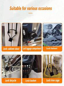1 pieza Cable de bloqueo, candado de manija de gabinete, cable de bloqueo de 15 pulgadas para pistolas, rifles y escopetas, cerraduras de seguridad y bloqueo de armas de fuego para el hogar y el almacenamiento, archivadores, armarios, puertas de refrigerador, cobertizos, cerraduras de puertas para mascotas
