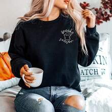 Fiscrat Sudadera De Gran Tamaño Para Mujer, Diseño De Fantasma, Sudadera Bordado De Otoño - Oscuro1 - Ver 4