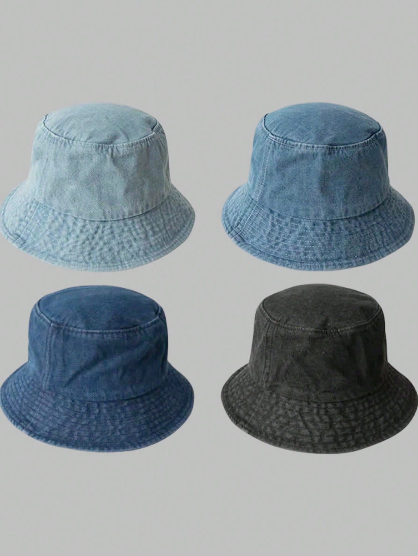 قبعة دلو جينز على الطراز الياباني للنساء، ذات حافة...