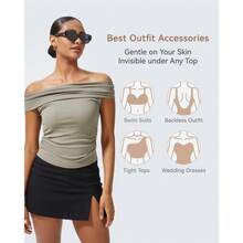 1 Pairs Nipple Covers Nipple Covers For Women Bra Sticky Adhesive Silicone Nipple Pasties With Travel Box - 可可皮 - 查看 3