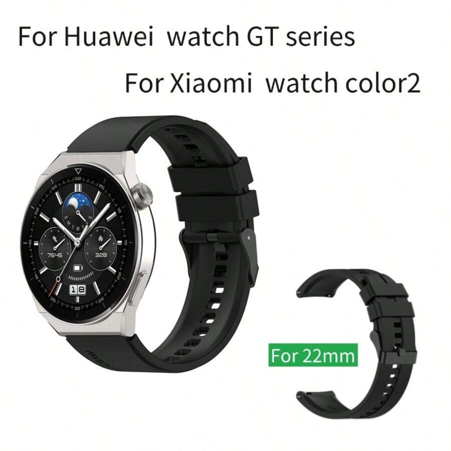 Adjustable Silicone Smartwatch Band, 20mm/22mm Fit - Comfortable, Secure Butterfly Clasp Strap For SAM Galaxy Watch, Hua Wei, Xiao Mi, Realme, Amazfit GTR, And More, Secure Wristband|Sleek Watch Strap|Durable Silicone Band, Smart Watch Accessories