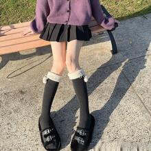Lolita Over-The-Knee Socks For Women, Autumn And Winter Long Thick Japanese JK Lolita White Black Calf Socks, Autumn Accessories Leg Warmers Long Socks - bê xám - Xem 8