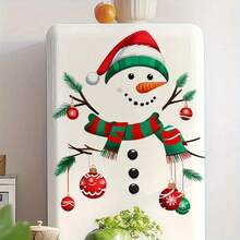 1 pieza de pegatina autoadhesiva de muñeco de nieve navideño, con gorro rojo, bufanda y elementos de árbol de pino, decoración de baño autoadhesiva, fácil de aplicar y sin residuos, adecuada para decoración navideña, regalo de inauguración de casa o Navidad, decoración estacional del hogar, diseño navideño, pegatinas decorativas, decoradores del hogar, adecuada para pegatinas navideñas del hogar