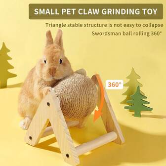 1 件宠物剑麻旋转球互动玩具，猫玩具，小型宠物抓挠玩具