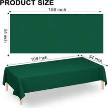 WNINK 6 Pack Dark Green Plastic Tablecloths 54" X 108" Rectangular Table Covers For Weddings, Bridal Showers, Birthdays, Parties - Silver - View 2