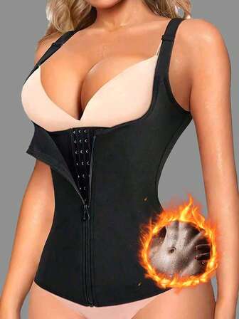 1pc Women Sports Waist Trainer Corset Cincher Vest Zipper Shapewear Body Shaper Tummy Control Underwear Posture Corrector