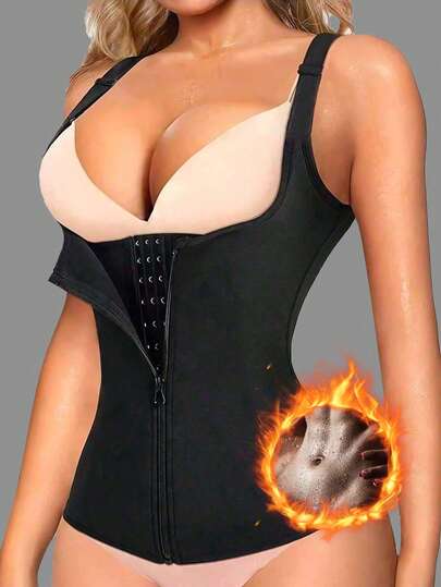 1 st Dam Sport Midja Trainer Korsett Cincher Vest Dragkedja Shapewear Body Shaper Magkontroll Underkläder Hållningskorrigerare