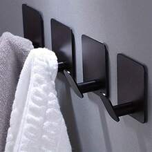 2pcs Adhesive Towel Hooks/Bathroom Wall Hooks - Black/Silver Heavy Duty Self-Adhesive Hooks, Can Be Stuck On Bedroom, Kitchen Doors To Hang Bathrobes, Coats, Clothes, Towel/Coat Hooks, Wall Hooks, Stick On Bathroom Or Kitchen, Stainless Steel Material, 4pcs Set, Home Decor, Valentine's Day Gift, 2026 Essential - Multicolor - View 15