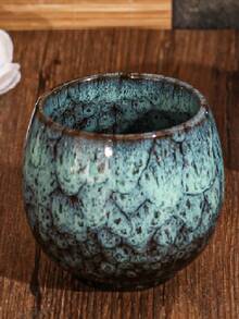 1 pièce Tasse à thé Gongfu en céramique cuite au four, petite tasse à thé en forme d'œuf, convient pour l'extérieur, les banquets, les cadeaux, le jardin