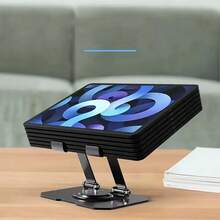 360° Rotatable & Retractable Laptop Stand, Multifunctional Folding Metal Laptop Riser With Cooling Function