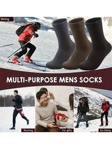 5 Pairs Men's Warm Socks, Thermal Lined Winter Snow Socks, Thickened Fleece Anti-Odor, Soft Warm Wool Blend Thermal Boot Socks For Outdoor Work, Leisure, Gift For Husband, Father, Boyfriend. Thick Winter Outdoor Warm Socks, Soft And Thick Warm Classic Hiking Boots