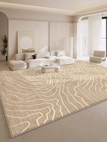 1 pezzo Tappeto da area con arte classica europea - motivo astratto minimalista a linee e onde, in materiale di finta lana di lusso e colori chiari, adatto per soggiorno, camera da letto, dormitorio, ingresso, patio, lavabile in lavatrice, tappeto grande per tutte le stagioni, decorazione domestica estetica/decorazione natalizia