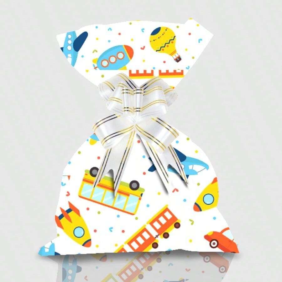 50 Metallic Gift Bags 25x35cm For Children - Transporte - Ver 1