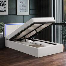 SUN YEE Bed Frame King Single Size Gas Lift Storage Base White Boucle - 白色 - 查看 2