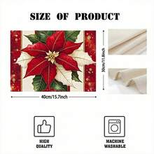 1 Stück/4 Stücke/6 Stücke/100 Stücke Weihnachten Poinsettia Muster Tischsets, maschinenwaschbar rechteckige Polyester Tischsets, Tischplattenabdeckungen, isolierte Tischsets, Restaurant Tischdekoration, Party Zubehör, Weihnachtsdekoration, Heimdekoration - Verschiedenfarbig - Übersicht 4