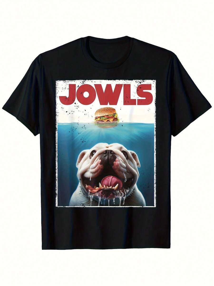 Funny English Bulldog Hamburger & Jowls Meat Pun T-Shirt - 100% Cotton Casual Relaxed Fit Unisex Tee For Men & Women, Dog Lovers Gift With Bulldog Hamburger Print, Black Short Sleeve Shirt, Funny Rude Teeshirts, English Shirt, Funny Print Shirts, Funny Rude Shirts, Funny Graphic Tees, Printed Tshirt, Funny Tshirts For Men, Funny Tee Shirt, Humorous Graphic Tees, Funny T Shirts, Funny Shirts For Men, Print Tshirt, Printed T Shirts, Shirts With Funny Sayings, Shirt With Funny - 黑色 - 查看 1