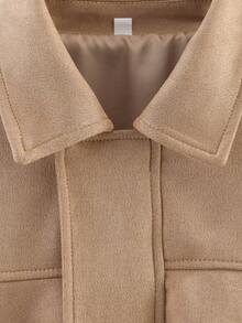 Women's Fashionable Versatile Suede-Feel Collar Casual Bomber Jacket, Autumn/Winter