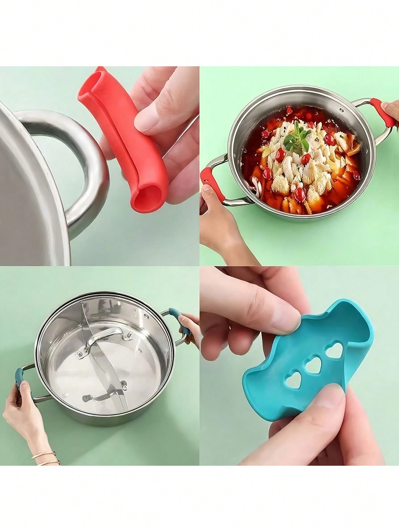 مجموعة من 2 قطع من غطاء مقبض الإناء السيليكوني من...