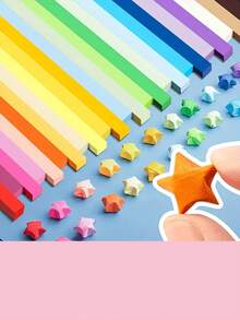 Colorful Gradient Star Origami Strips, Lucky Star Pentagram Paper, Kindergarten Handmade DIY Star Paper - Multicolor - View 3
