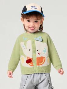 Balabala Áo len cardigan BalaOne Baby 2025 mùa đông, dễ thương và ấm áp cho trẻ em - tông màu xanh lá cây - Xem 1