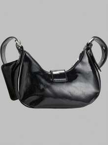 DareSee 女士韩版朋克风休闲单肩黑色包包，适合音乐节、Y2K音乐节、返校季、秋季等场合，也适合搭配冬季服装参加派对，是送给女性的最佳礼物，也是音乐节的理想之选。 - 黑色 - 查看 3