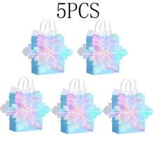 Set de 5 piezas/10 piezas, bolsa de regalo con diseño de copos de nieve, bolsa de papel con copos de nieve, bolsa de regalo para recién nacidos, baño de princesa, holográfica azul, para dulces y aperitivos con asa, para suministros de fiesta de cumpleaños y maravillas - Multicolor - Ver 12
