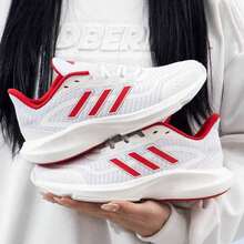 Adidas Men's Shoes, Summer/Autumn Sports Shoes, Men's Running Shoes, New Mesh Shoes, Travel Casual Shoes - White and Red - View 4