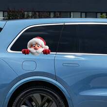 1 Pc Cute Furry 3d Effect Christmas Stickers, Stickers Of Santa Claus Lying On The Window, PVC Waterproof Car Stickers, Car Window Stickers