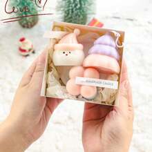 1pc Macaron Color Aromatherapy Candle Gift Box Christmas Eve Souvenir Christmas Atmosphere Creative Ornaments, Christmas Decorations, Christmas Gifts