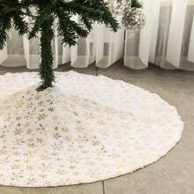 1件35英寸圣诞树裙，人造毛绒白色树裙，另有60/90厘米多种尺寸可选，圣诞装饰蕾丝树底加厚天鹅绒毯，场景装饰，房间家居装饰，节日派对装饰用品，房间装饰，圣诞节，圣诞装饰，冬季圣诞装饰，家居圣诞礼物，圣诞装饰